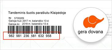 Gera dovana kupono numerio pavyzdys